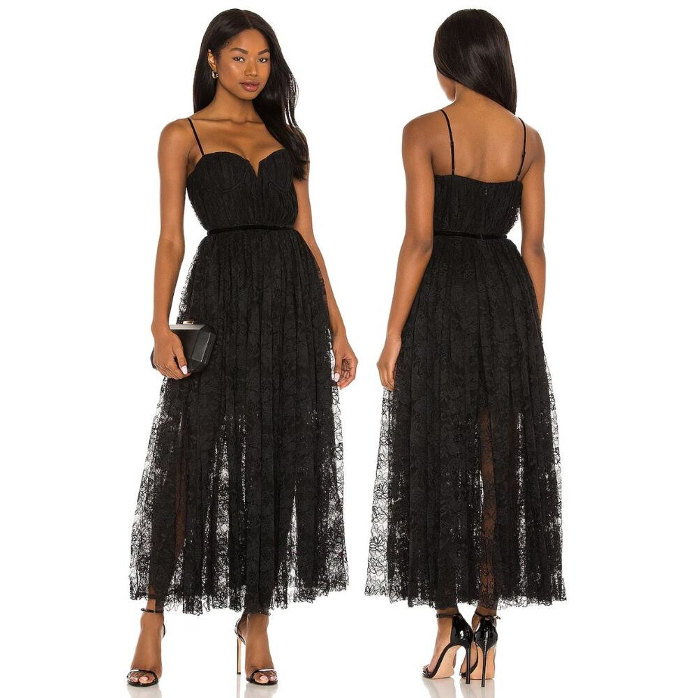 Sau Lee Selena Dress Floral Lace Maxi Formal Party Fairy Whimsigoth Classy Sz 4